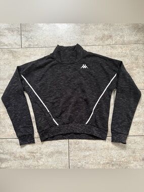 Kappa Black Marled Turtleneck/Mock Pullover with White Accents